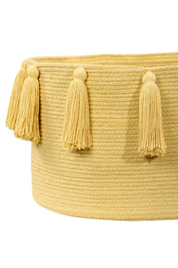 Yellow Basket with Tassels