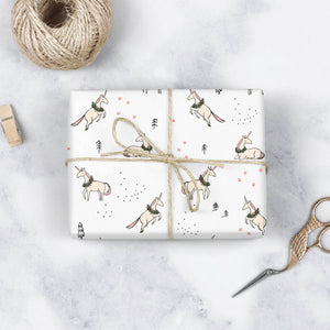 Christmas Unicorn Wrapping Paper - 3 sheet roll