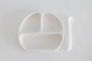 Silicone Suction Plate With Lid and Spoon-Cloud