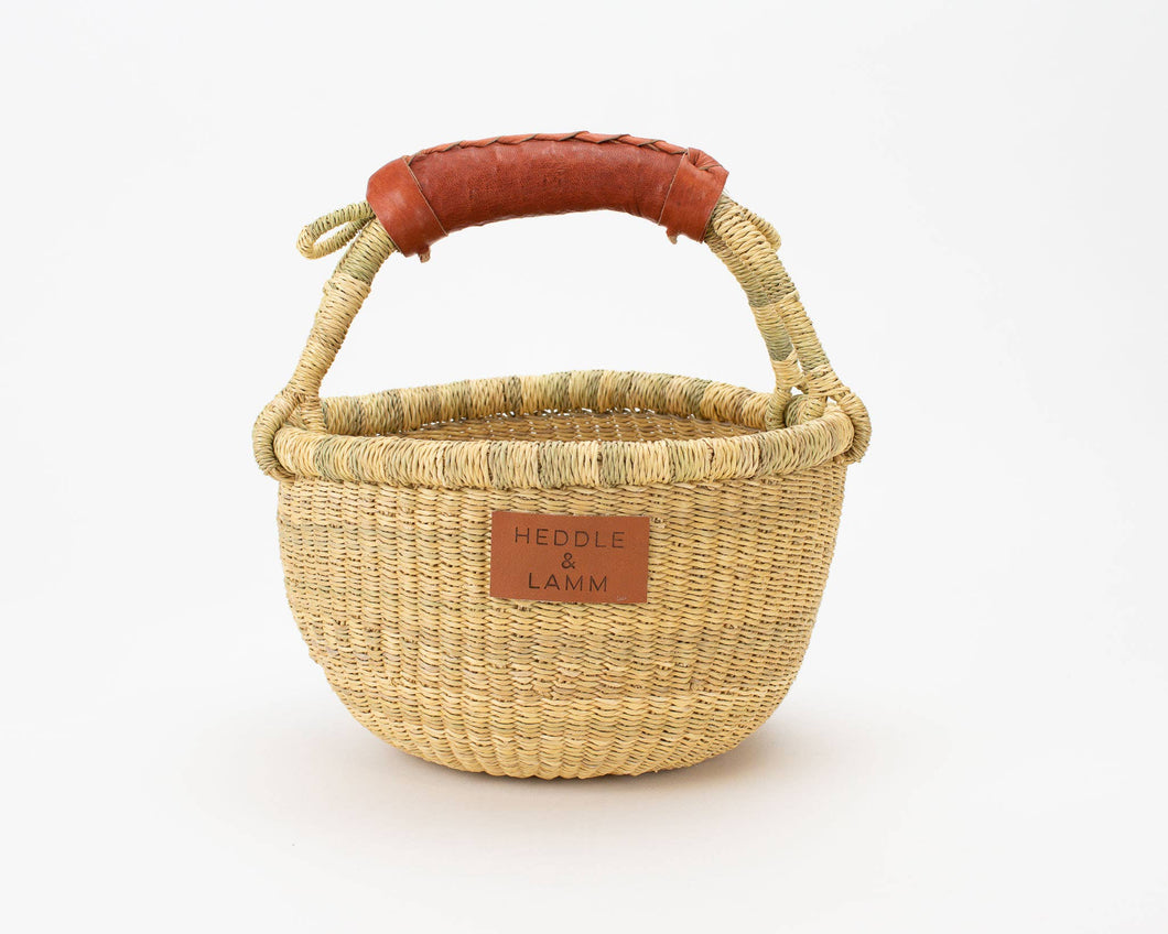 Kandiga Mini Bolga Basket - Brown Handle
