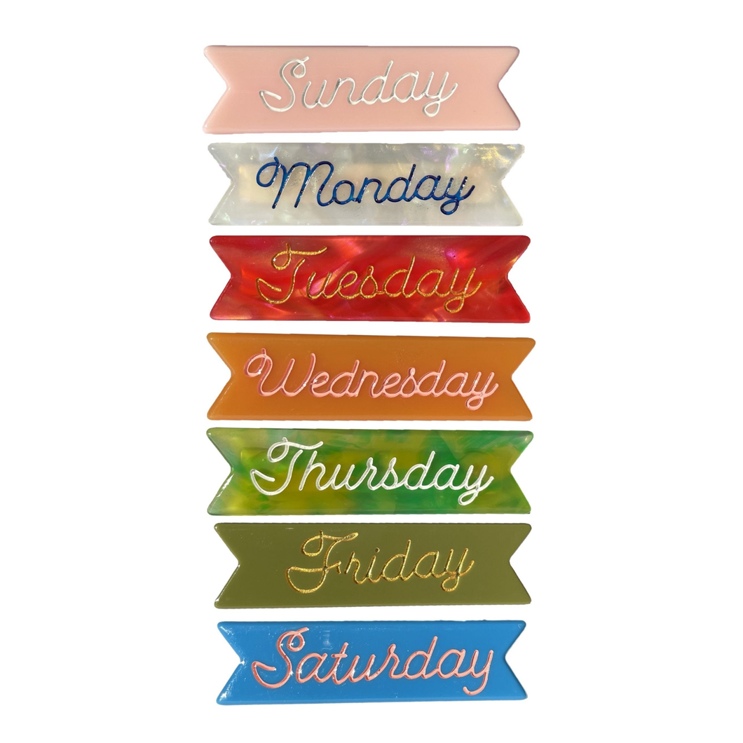 Days of the Week Hair Clips for Kids - Accesories for Girls