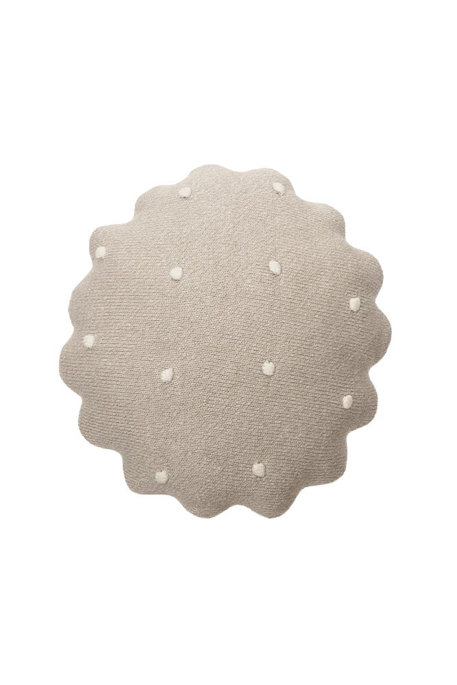 Knitted Cushion Round Biscuit Dune White