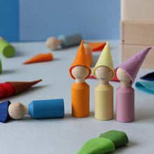 Load image into Gallery viewer, Peg People Set w/ Wool Hats - Things They Love
