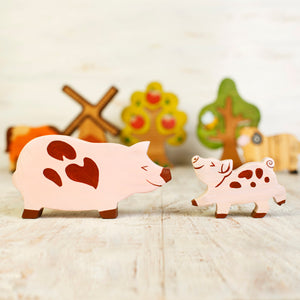 Wooden Pig & Piglet - Things They Love