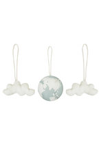 Load image into Gallery viewer, Set of 3 Rattle Toy Hangers - World Map &amp; Clouds
