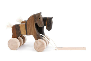 BAJO Wooden Jumping Horses, Pull toy