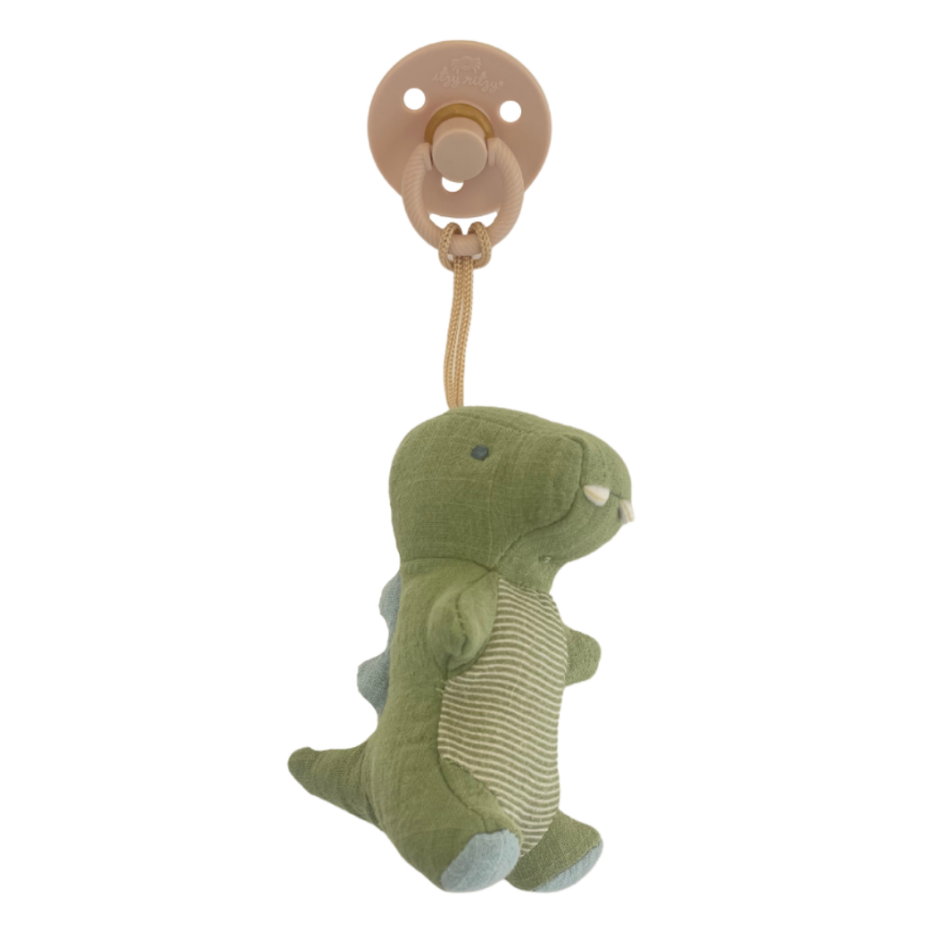 NEW Bitzy Pal Dino Natural Rubber Pacifier & Stuffed Animal
