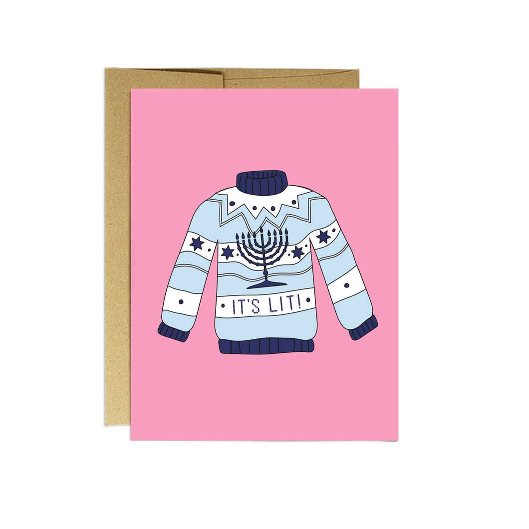 It's Lit Sweater | Hanukkah Card