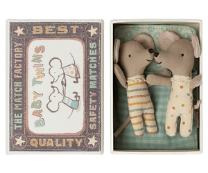 Maileg Twins, Baby Mice in Matchbox Classic